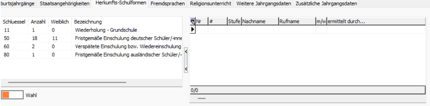 Bereich Herkunft im Bereich Daten der Gruppen