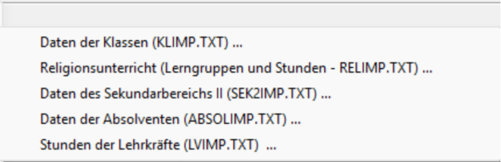 Export-Menüpunkte im DaNiS Statistikmodul