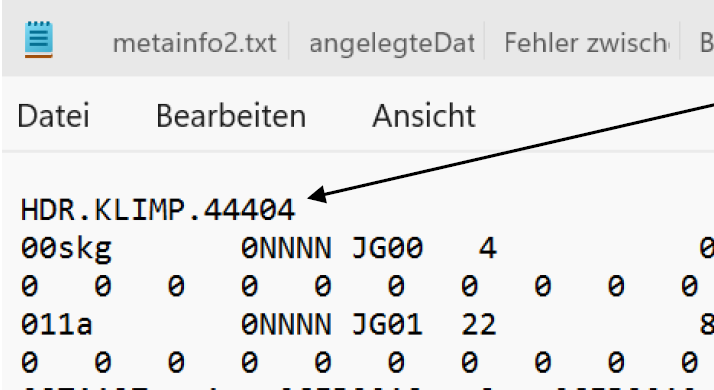 Ausschnitt aus der KLIMP-Datei