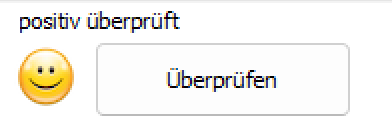 Überprüfungsbutton mit Ergebnis und Smiley