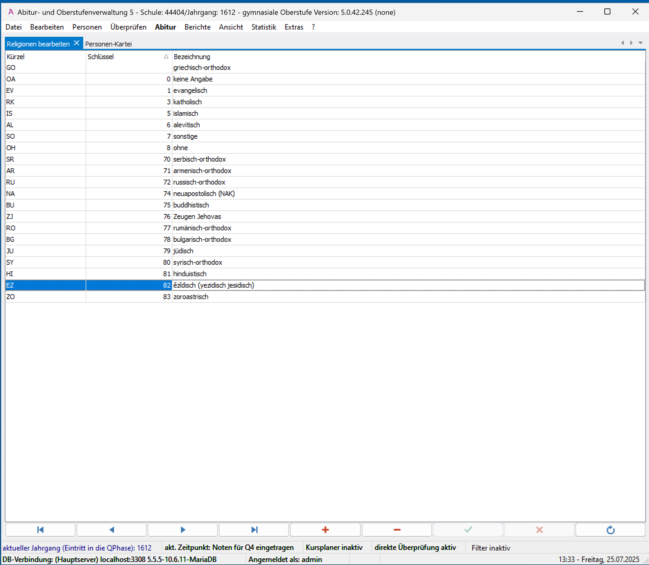 Ansicht aus Version 5.0.43.245.