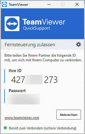 Geöffnete TeamViewer Anwendung